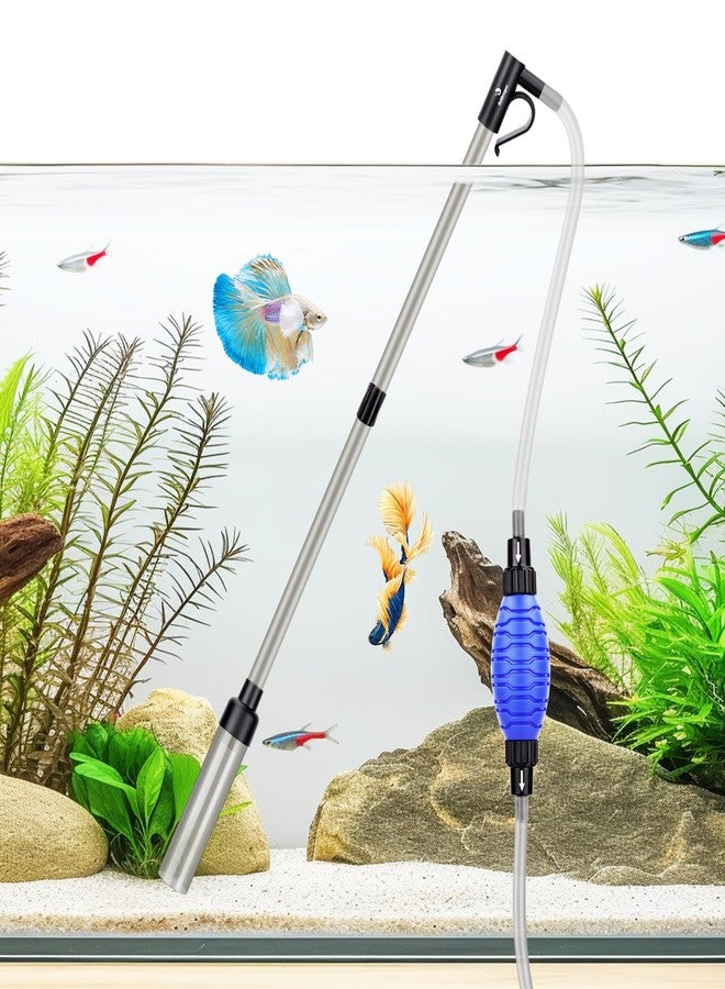 fishkeeper Quick Aquarium Siphon Pump Gravel Cleaner - 256GPH / 80GPH Adjustable Powerful Fish Tank Vacuum Gravel Cleaning Kit for Aquarium Water Changer, Sand Cleaner, Dirt Removal - Image 1
